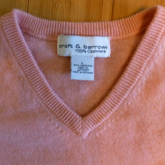 Classic cashmere Pink Spring v neck pullover sweater xl by croft barrows - Picture 1 of 4